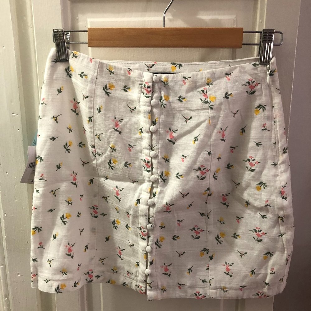 White Floral Mini Skirt